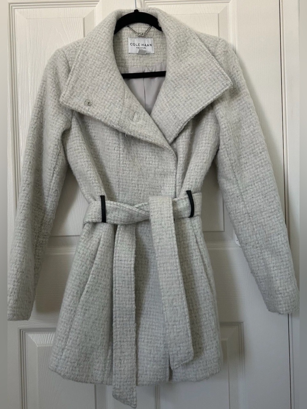 Cole Haan Belted Wool-Blend Trench Coat